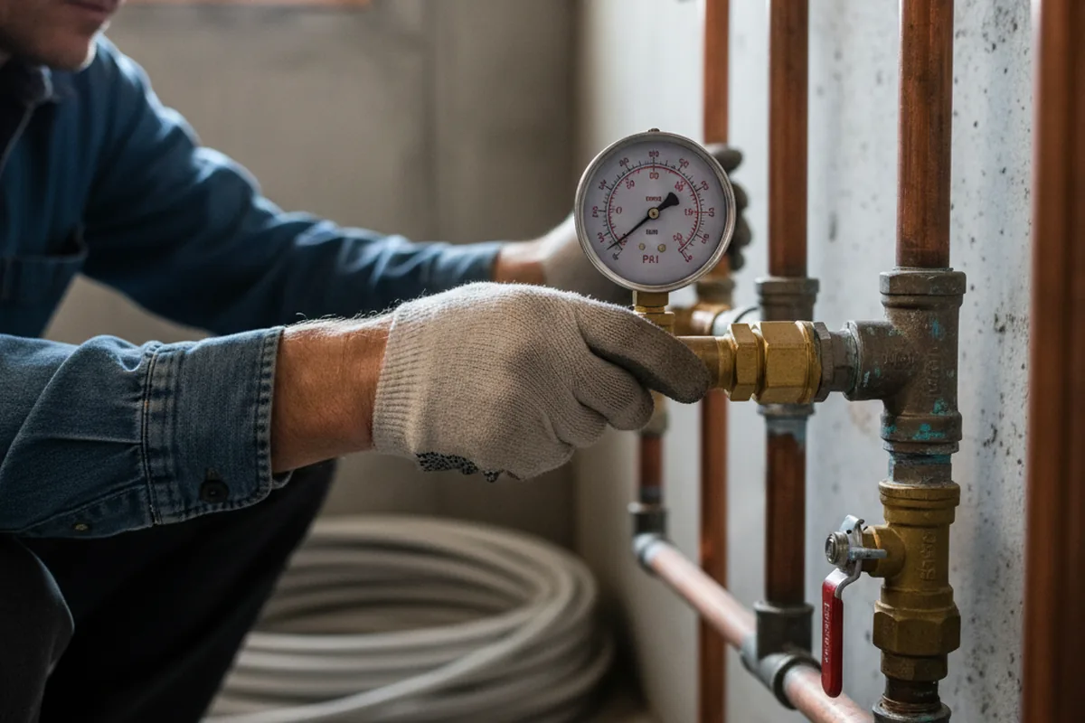 Pressure testing a repaired line during Water Line Repair in Waconia